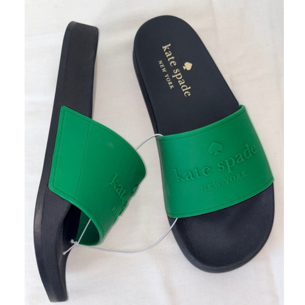 NWT Kate Spade New York Black and Green Women's Slides - Picture 5 of 10
